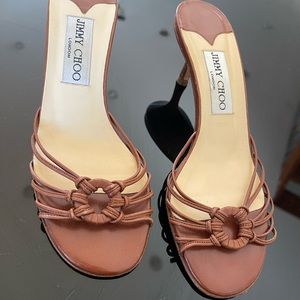 Jimmy choo brown leather Kitten heel Mules
